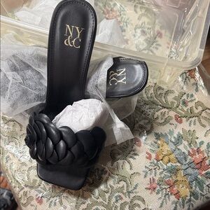 New York & Company Black Floral Sandals